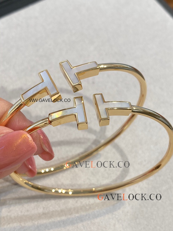 Replica T Wire Bracelet Yellow Gold with White MOP